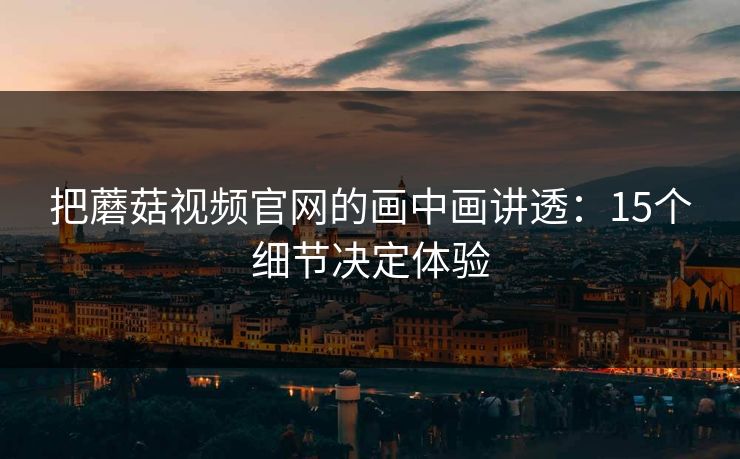 把蘑菇视频官网的画中画讲透：15个细节决定体验  第1张